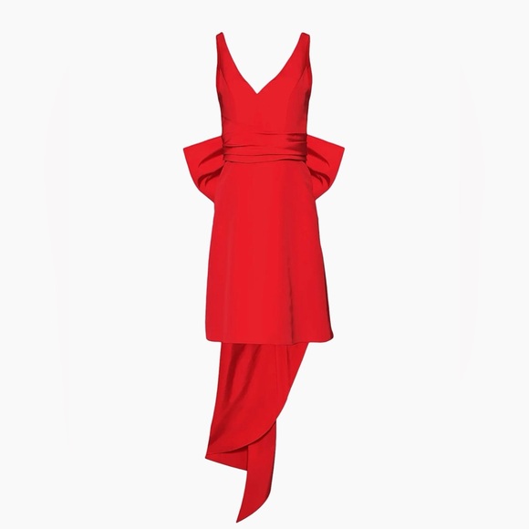NWT!! CAROLINA HERRERA silk bow minidress. Size 14. - Picture 3 of 6